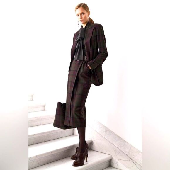 Ralph Lauren Fall ‘20 Collection Cashmere Blend Olive Multi Plaid Preston Jacket - Picture 8 of 16